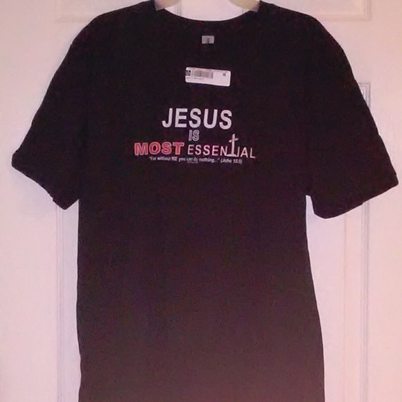 gildman Tops - NEW-Jesus Is Most Essential - WOMEN- BLACK -LARGE